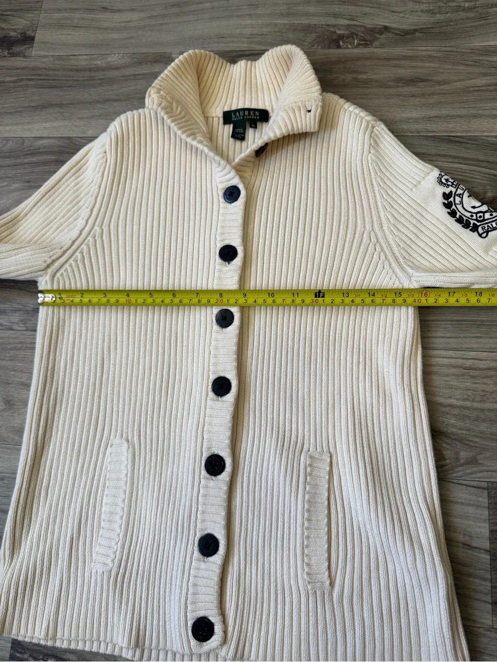 Vintage Lauren Ralph Lauren Ribbed Knit Cardigan Sweater Crest